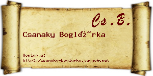 Csanaky Boglárka névjegykártya